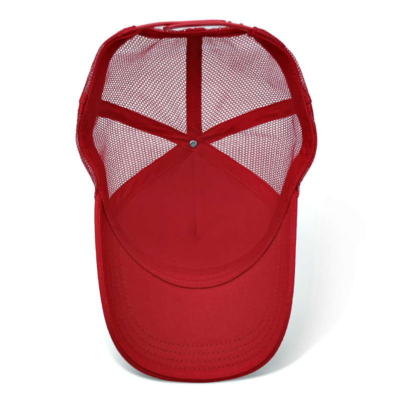 Beautiful Red Blank Mesh Trucker Cap , Premium Design Mens 5 Panel Caps